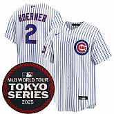 Men's Chicago Cubs #2 Nico Hoerner White 2025 World Tour Tokyo Series Home Stitched Jersey Dzhi,baseball caps,new era cap wholesale,wholesale hats